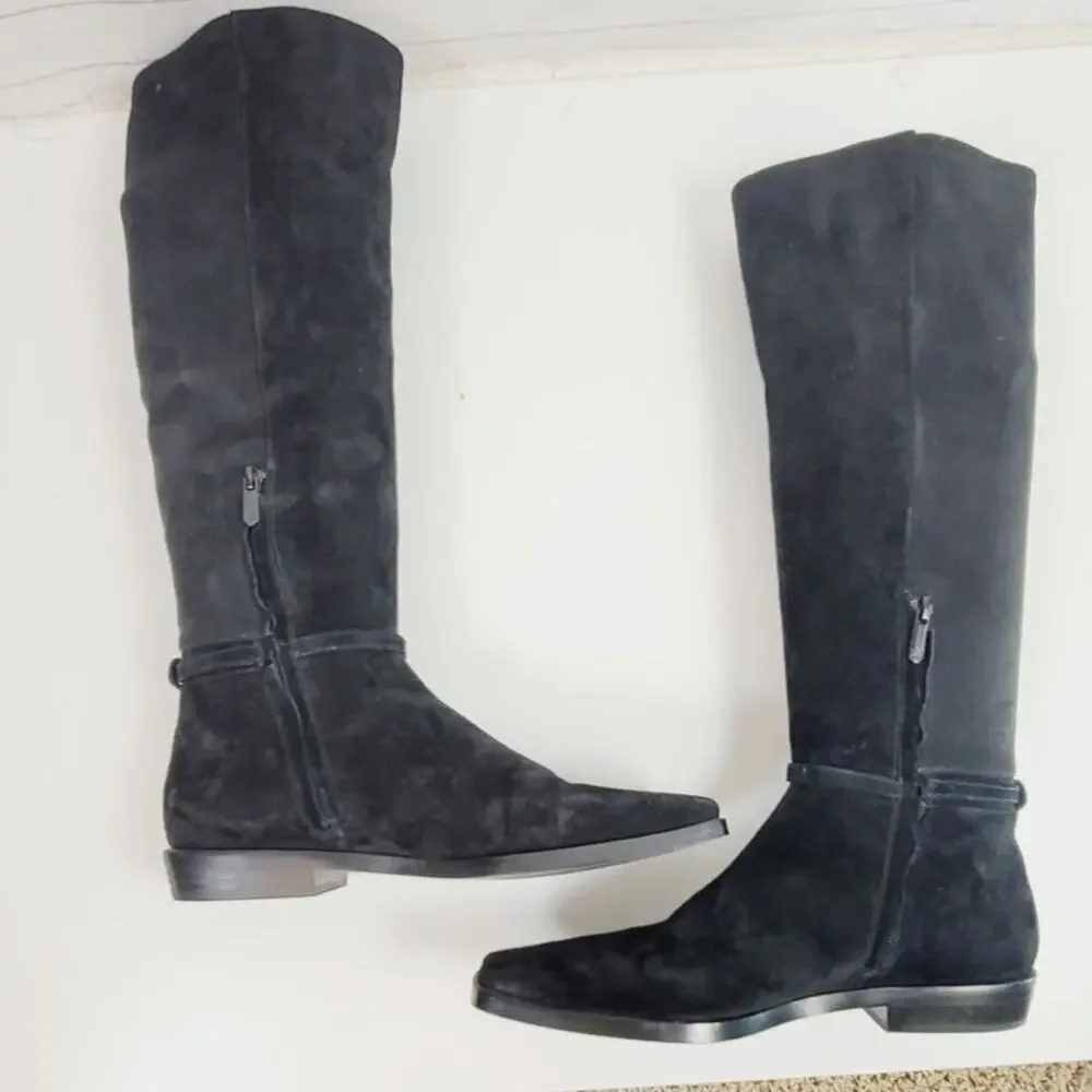 SAM EDELMAN CLIVE KNEE HIGH RIDING BOOTS IN BLACK SUEDE, SZ 10.5